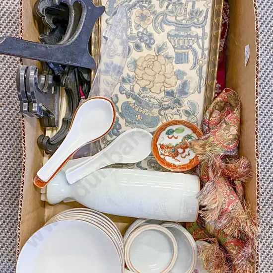 Box of Assorted Including Chinese Embroidery etc