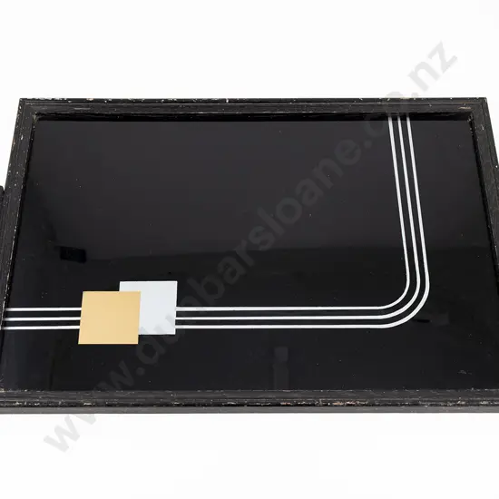 Art Deco Period Tray with Black Vitrolite Glass and Chrome Handles