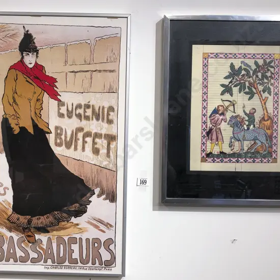 Rossano Fan - Bird in Landscape and Lucien Métivet Eugénie Buffet Poster (2)