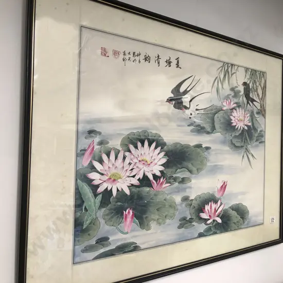 Asian Waterlily Watercolor Scene