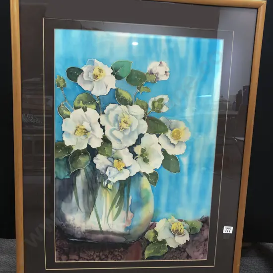 Framed Floral Silk Work