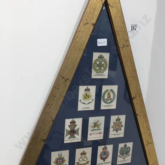 Triangular Framed Cigarette Cards Display on Silk