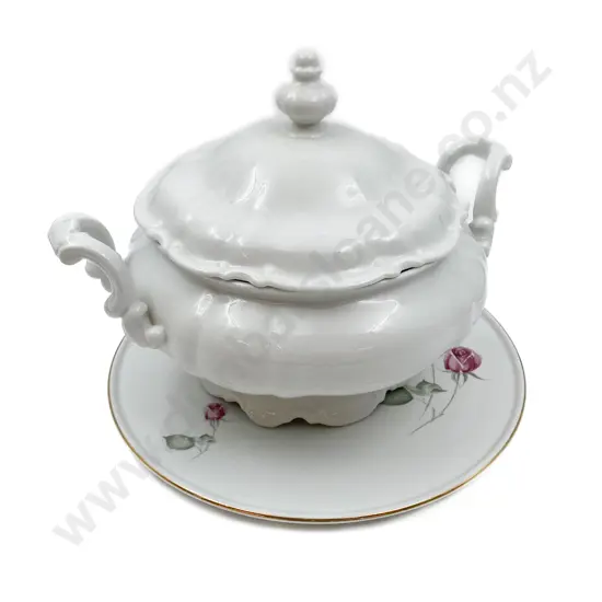 White Glazed Hutschenreuther Tureen and Cake Plate