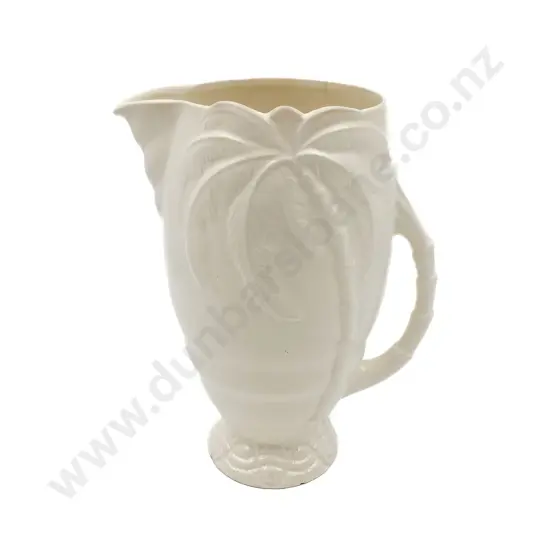 White Glazed Beswick Jug With Relief Moulded Palm Tree Design