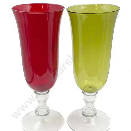 Two Large Coloured Vases