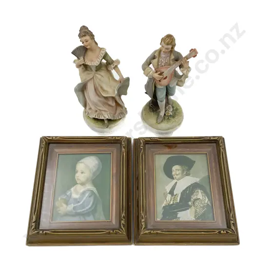 Two Small Vintage Prints Together With Two Gainsborough China Figures
