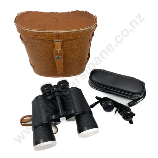 Boxed Carton Binocular Glasses Together With Cased Binoculars