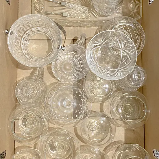 Box of Assorted Crystal and Glassware