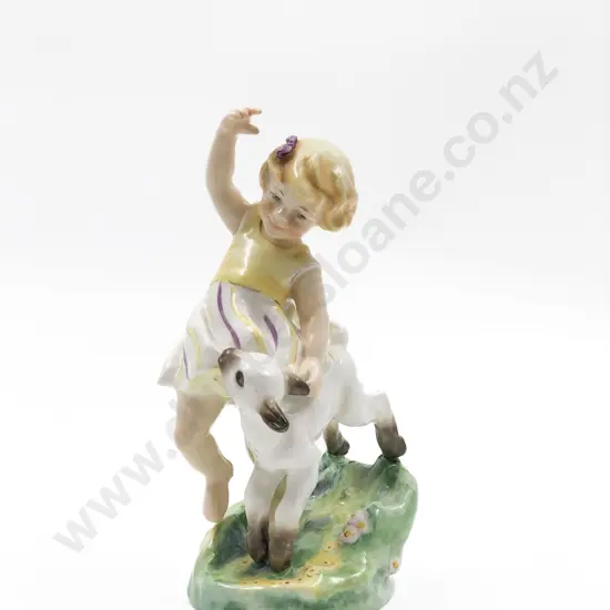 Royal Worcester Group Figure of Girl and Lamb