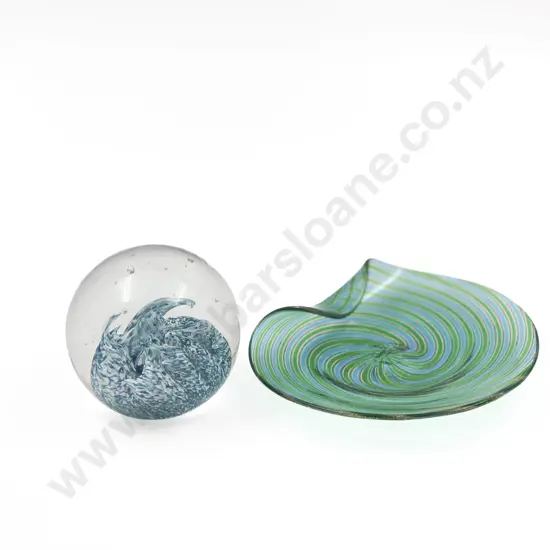Art Glass Dish and Paperweight