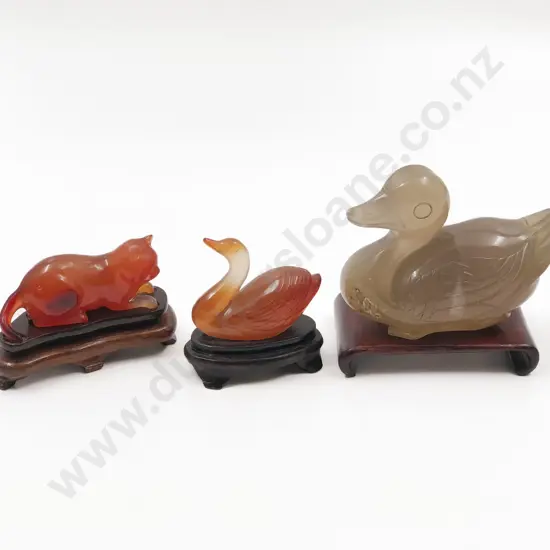Three Carved Jade Animal Ornaments