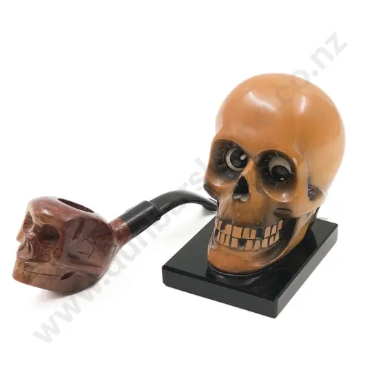 Skull Form Clock and Pipe (2)