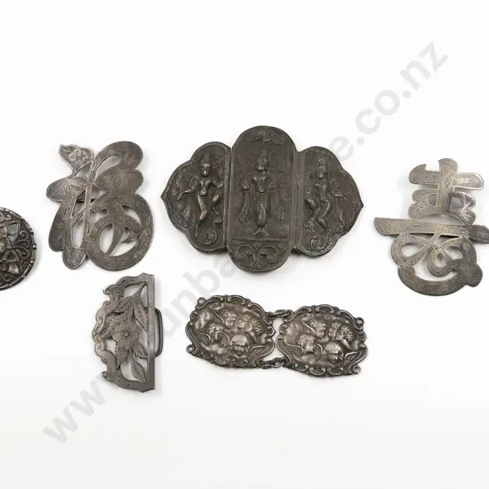 Quantity of Assorted Badges and Belt Buckle Including Some Silver