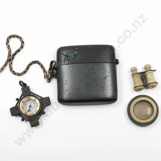 Lot of Assorted Including Miniature Compass and Binoculars Together with Vesta