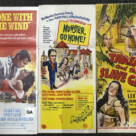 Three Vintage Movie Posters on Paper