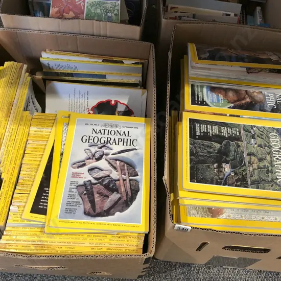 Two Boxes of Assorted National Geographic Magazines