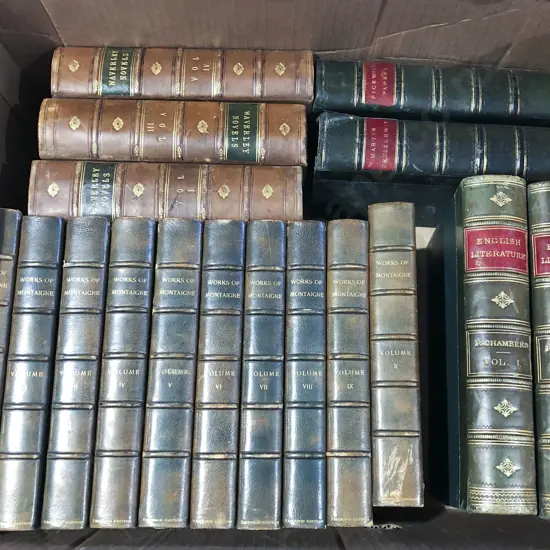 Box of Assorted Books Incl. Works of Montaigne Vols 1-10