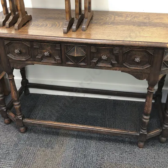 Charles II StyleOak Two Drawer Side Table