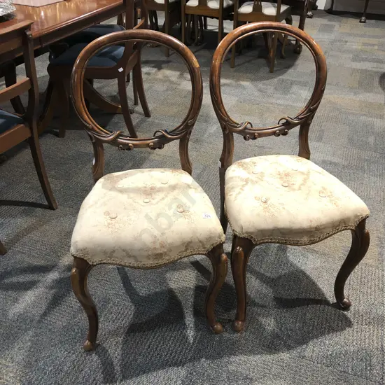 Pair of Balloon Back Dining Chairs (Faults)