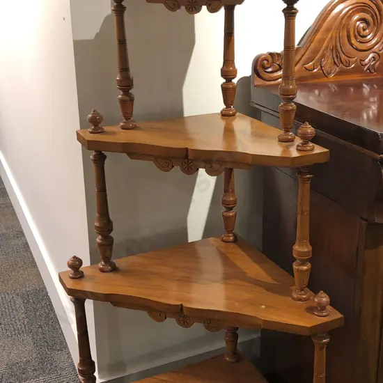 Four Tier Corner What Not with Mirrored Top