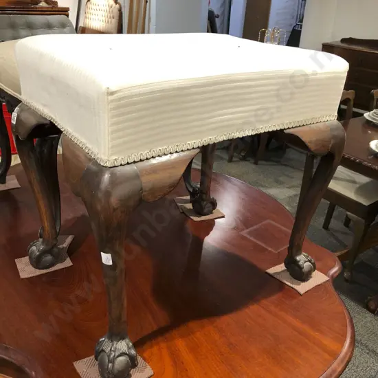 Claw and Ball Footed Upholstered Stool