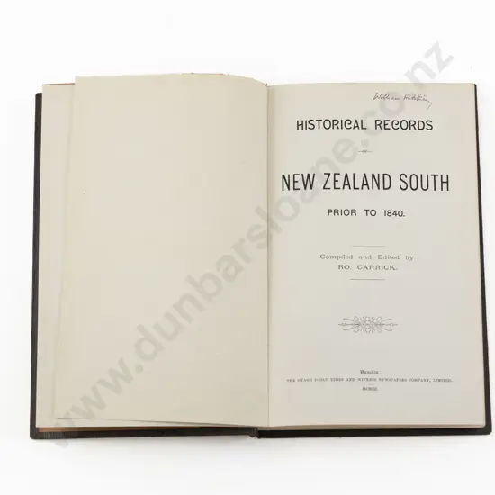 Carrick Robert - Historical Records of New Zealand Prior To 1840
