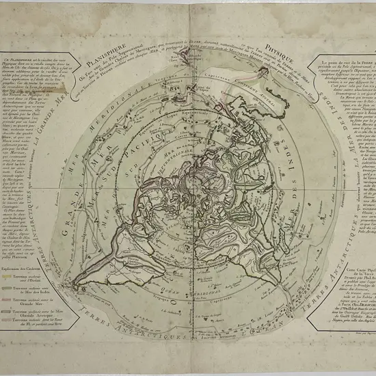 Planisphere Physique ou l'on voit du Pole Septentrional