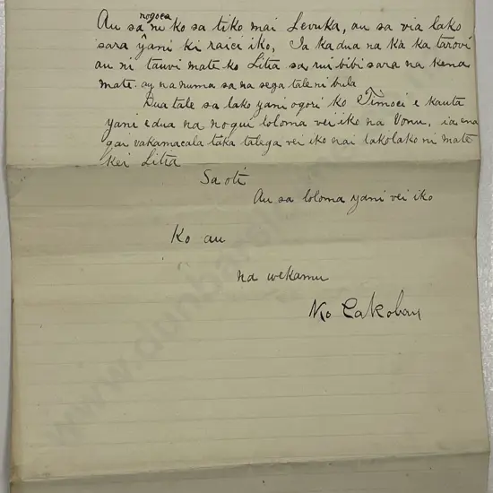 An Interesting 1881Letter From King Cakobau of Fiji to Arthur Hamilton-Gordon Governor of Fiji