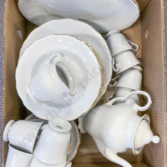 White Glazed Part Dinner Set in Box