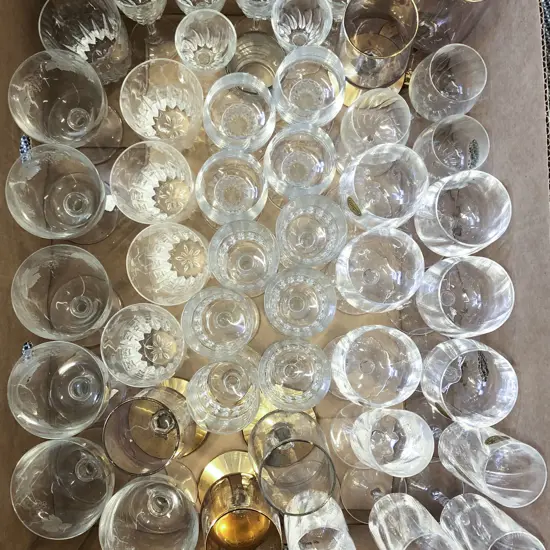 Box of Assorted Crystal and Glassware