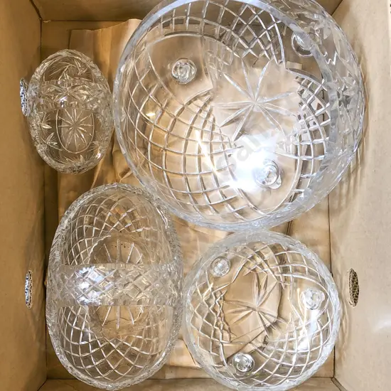 Large Crystal Fruit Bowl and Two Crystal Baskets Etc. (Faults)