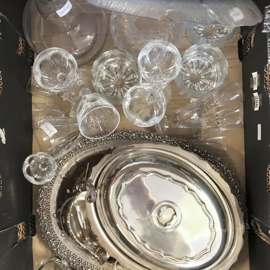 Box of Assorted Glassware and S/P