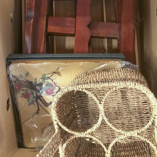 Box of Assorted Incl. Wooden Book Stand