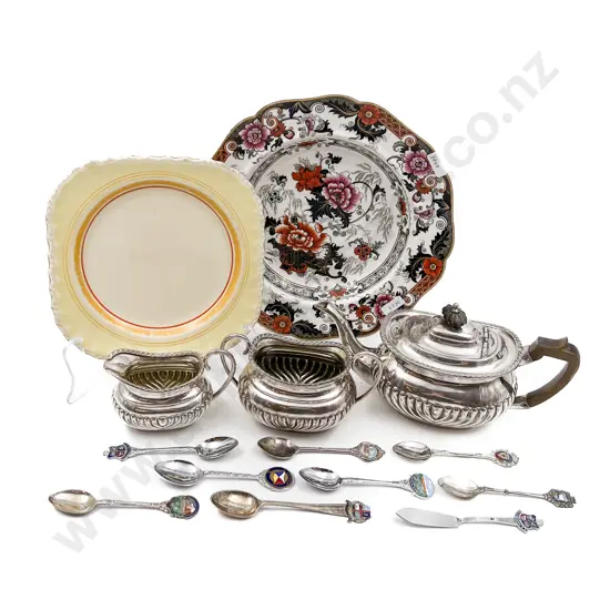 Quantity of Assorted China and S/P Together With Souvenir Spoons