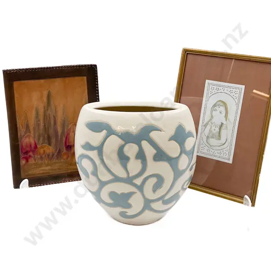 Vase Together With Vintage Scrapbook and Framed Work