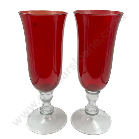 Two Large Decorative Colored Glass Vases
