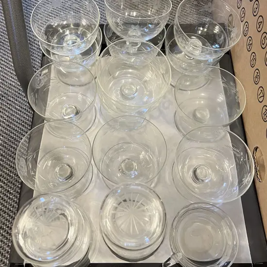 Small Box of Assorted Glassware Incl. Antique Custard Cup