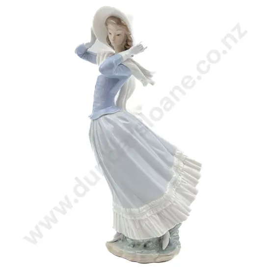 Large Lladro Figure of Windswept Lady