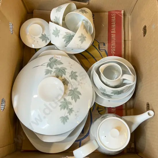 Box of Floral Decorated Dinner China