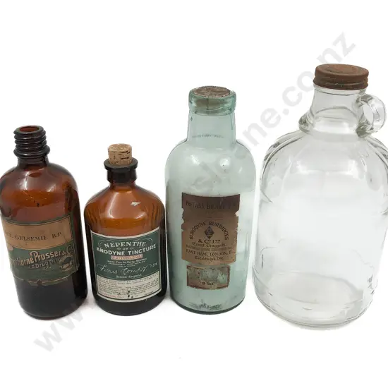 Four Assorted Vintage Chemist Bottles