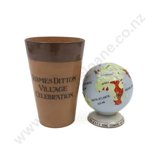 Commemorative Ware RD Tumbler (af) and Edward VIII C1936 Globe
