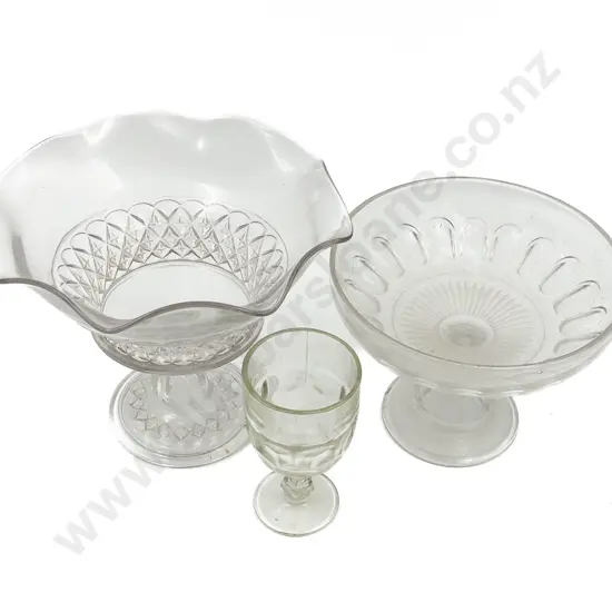 Pressed Glass Comport and Two Others