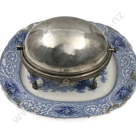 S/P Entrée Dish Together With Blue & White Ashet (AF)