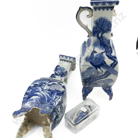 Pair of Blue & White Vases (Faults)
