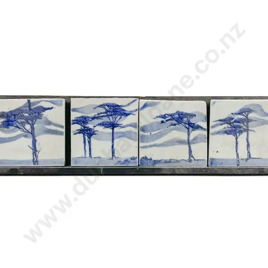Four Vintage Blue & White Tiles