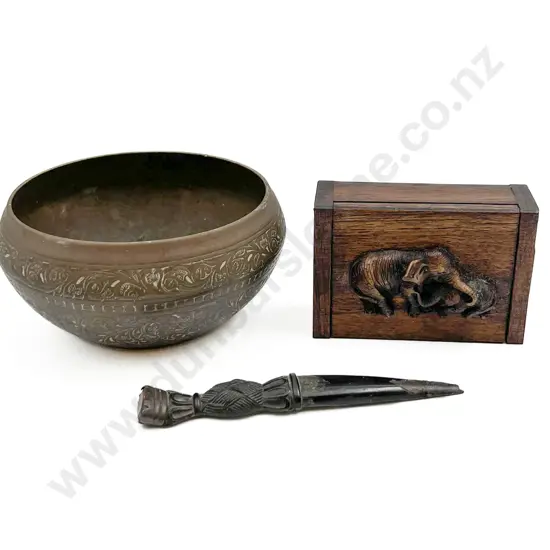 Small Brass Vase Together With Trinket Box Etc.