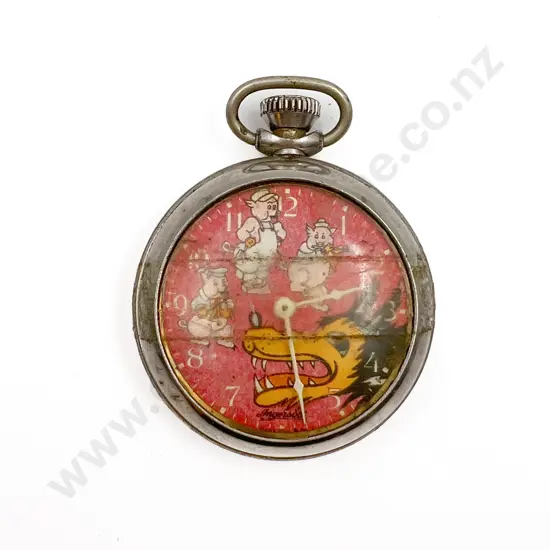 Ingelsoll Walt Disney "Three Little Pigs" Pocket Watch
