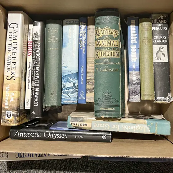 Box of Assorted Books Including Antarctic Reference