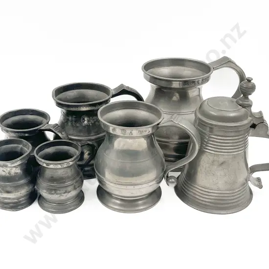 Seven Various Pewter Tankards