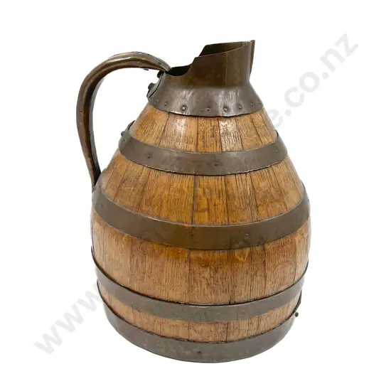 Antique Oak and Copper Bound Jug
